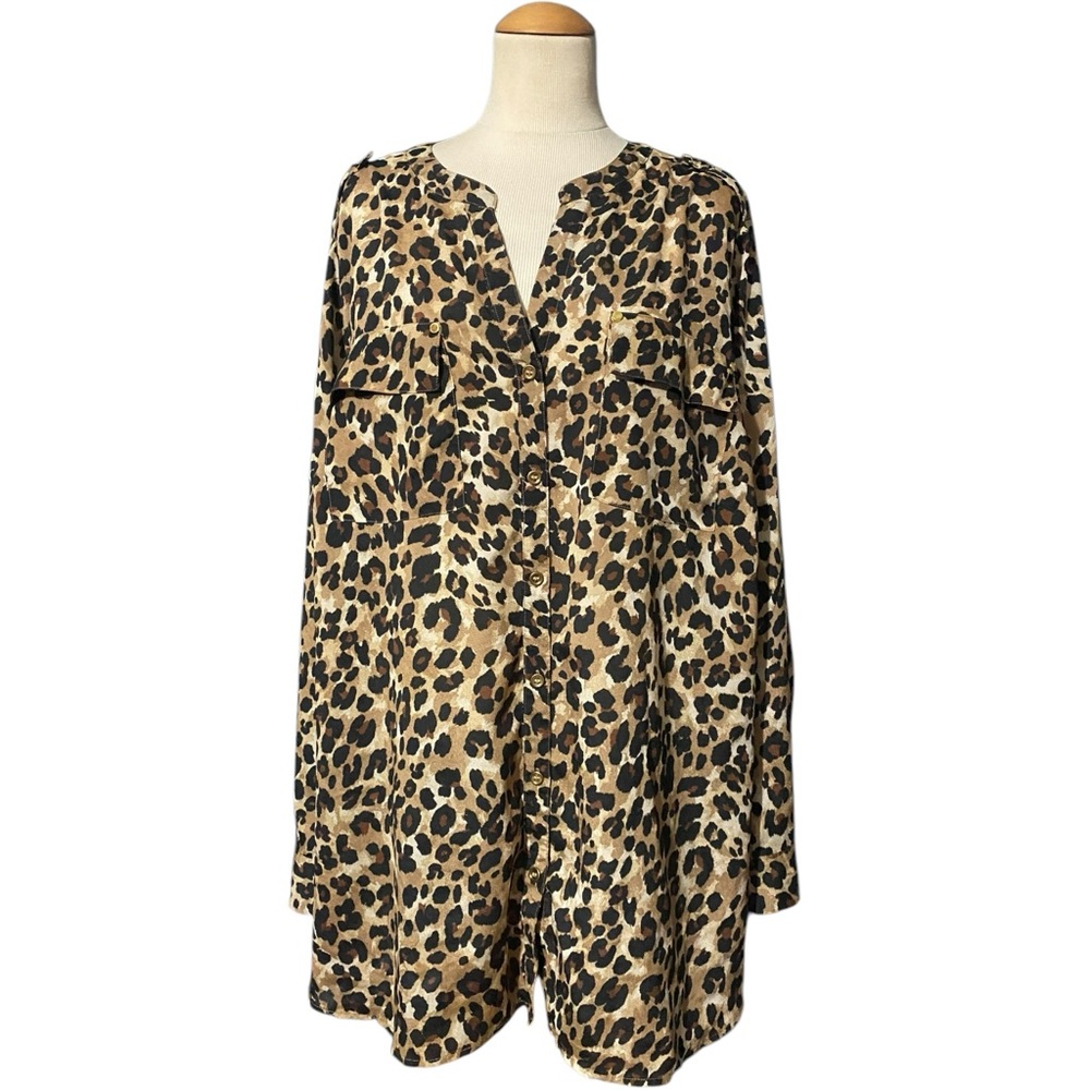 Charter Club Woman Leopard Print Blouse Size 3X